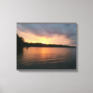 Sunset Over Lake Marion - B&W Canvas Afdruk