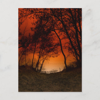 Sunset over Lake Michigan dunne Briefkaart