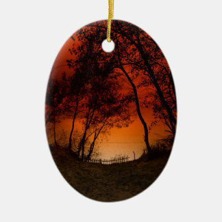 Sunset over Lake Michigan dunne Keramisch Ornament