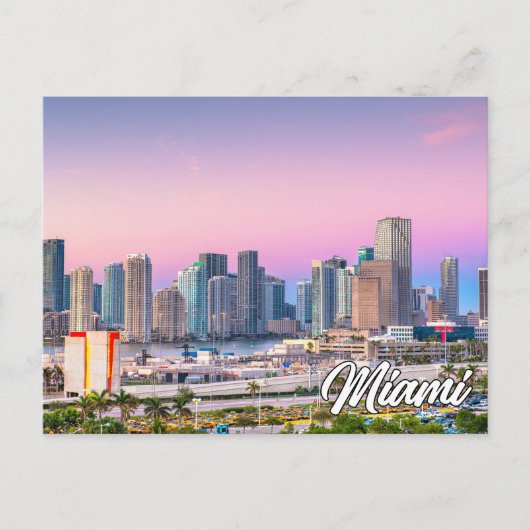 Sunset Over Miami, Florida, Verenigde Staten Briefkaart (Voorkant)