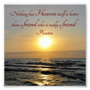 Sunset Over Ocean Friendship Quote Square Foto Foto Afdruk