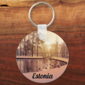 Sunset over park met een klein vorstmeer sleutelhanger (Voorkant)