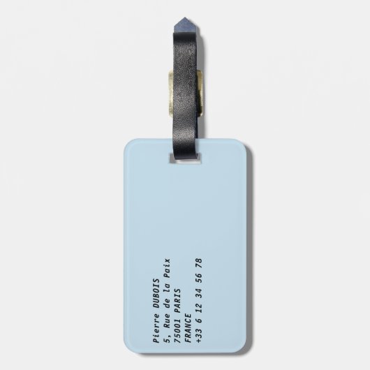 Sunset over Replica van het Vrijheidsbeeld in Pari Bagagelabel (Achterkant verticaal)