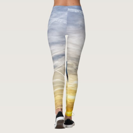 Sunset over Replica van het Vrijheidsbeeld in Pari Leggings (Achterkant)