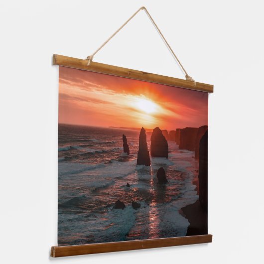 Sunset Over the Ocean Cliffs Wall Art Hangend Wandkleed (Gebogen)