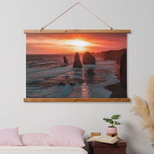 Sunset Over the Ocean Cliffs Wall Art Hangend Wandkleed (Slaapkamer)