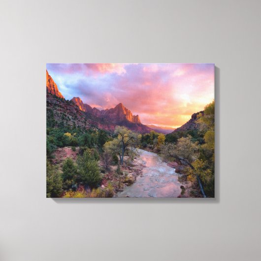 Sunset Over the Watchman Canvas Afdruk (Voorkant)