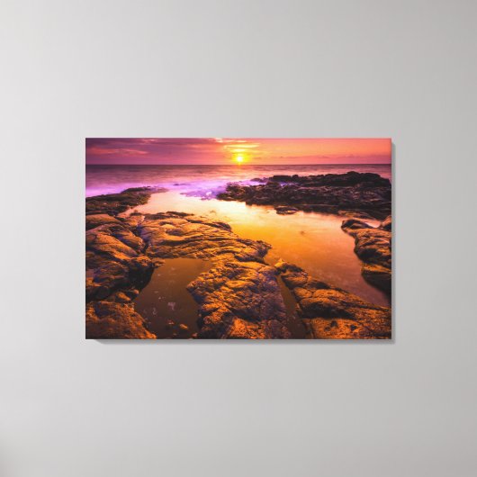 Sunset-over-tidepools, Hawaii Canvas Afdruk (Voorkant)