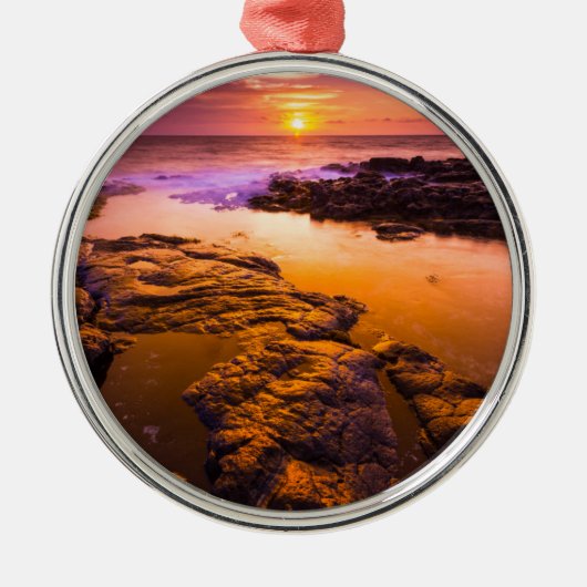 Sunset-over-tidepools, Hawaii Metalen Ornament (Voorkant)