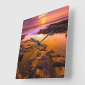 Sunset-over-tidepools, Hawaii Vierkante Klok (Hoek)