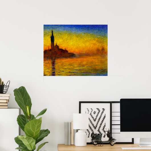 Sunset over Venice door Claude Monet Print (Thuiskantoor)