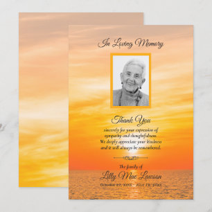 Sunset over water Funeral Memorial