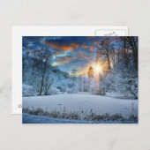 Sunset Over Winter Forest Lake Briefkaart (Voorkant / Achterkant)