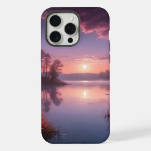 Sunset Paarse Lake Landschap Drie iPhone 15 Pro Max Hoesje