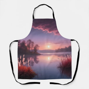 Sunset Paarse Lake Landschap Drie Schort