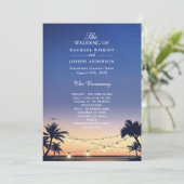 Sunset Palm Beach String Lights Wedding Programma (Staand voorkant)