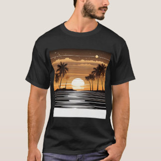 Sunset Palm Beach Tee - Tropical Twilight Design T-shirt