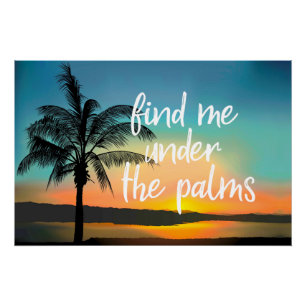 Sunset Palm Hawaiaanse Tropische Sentimenten Perfect Poster