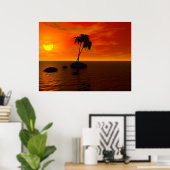Sunset Palm Poster (Thuiskantoor)