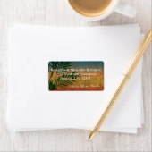 Sunset Palm Tree Branch Adresetiketten Etiket (Insitu)