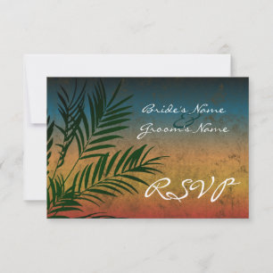 Sunset Palm Tree Branch Kleine RSVP-kaarten RSVP Kaartje