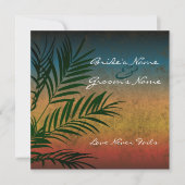 Sunset Palm Tree Branche Mariage Invitations (Devant)
