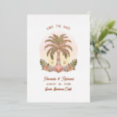 Sunset Palm Tree Waterverf Sla de datum op Folie Uitnodiging (Staand Voorkant)