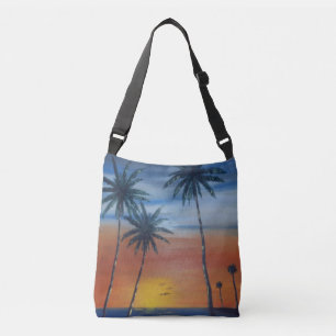 Sunset Palm Trees Crossbody Tas