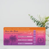 Sunset Palm Trees Faux Boarding Pass Sla de datum  Kaart (Staand voorkant)