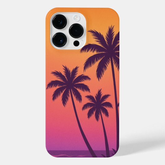 Sunset Palm Trees Phone Case – Yellow Sky Tropical iPhone Hoesje (Achterkant)
