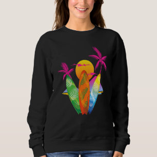 Sunset Palm Trees Retro 90s Surfer Surfen Vaporwa Trui