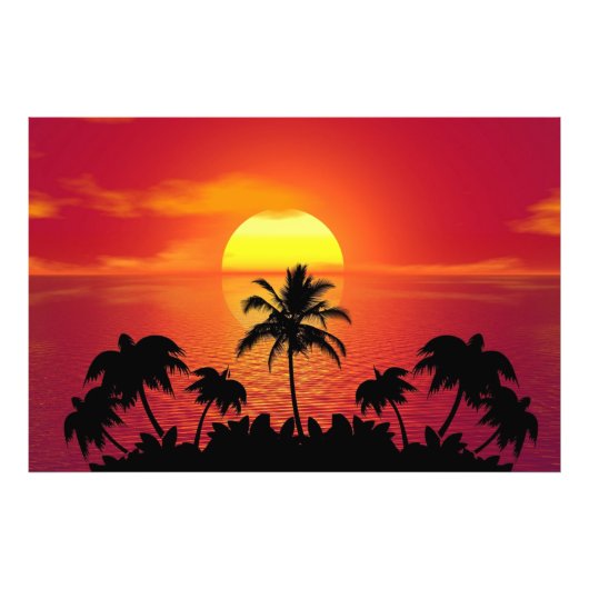 Sunset Palm Trees Silhouette-16514 Foto Afdruk (Voorkant)