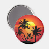Sunset Palm Trees Silhouette-16514 Magneet (Voorkant / Achterkant)