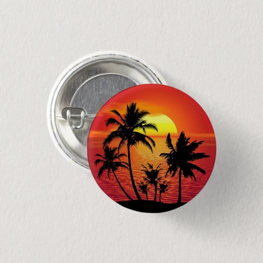 Sunset Palm Trees Silhouette-16514 Ronde Button 3,2 Cm (Voorkant /achterkant)