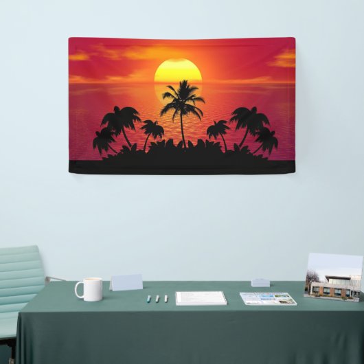 Sunset Palm Trees Silhouette-16514 Spandoek (Beurs)
