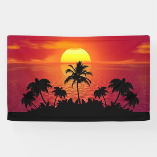 Sunset Palm Trees Silhouette-16514 Spandoek (Horizontaal)
