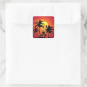 Sunset Palm Trees Silhouette-16515 Vierkante Sticker (Tas)