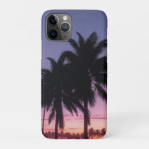 Sunset Palm Trees Silhouette Retro