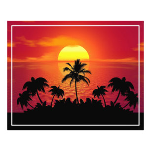 Sunset Palm Trees Silhouetten illustratie Foto Afdruk