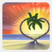 Sunset Palm Trees Vierkante Sticker (Voorkant)