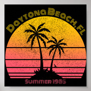Sunset Palms Daytona Beach Retro Poster
