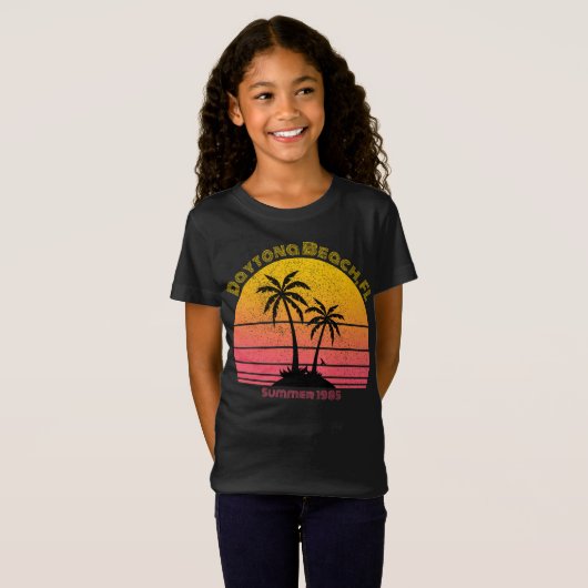 Sunset Palms Daytona Beach Retro T-shirt (Voorkant volledig)