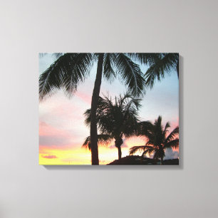 Sunset Palms Tropical Landscape Photography Canvas Afdruk