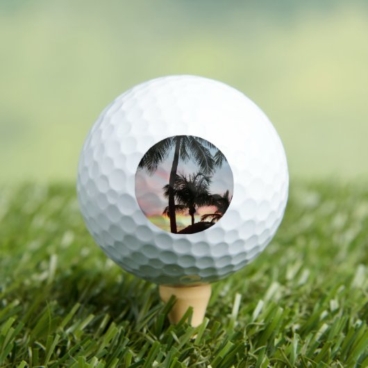 Sunset Palms Tropical Landscape Photography Golfballen (Insitu Shirt)