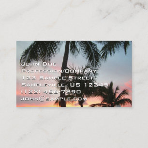 Sunset Palms Tropical Landscape Photography Visitekaartje