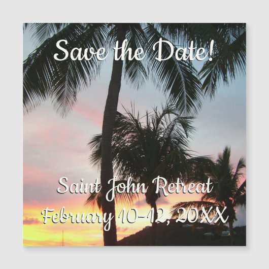 Sunset Palms Tropical Landscape Save the Date (Voorkant)
