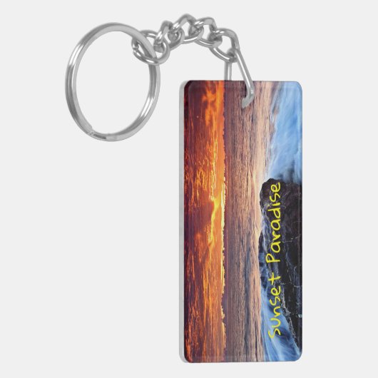 Sunset Paradise Island Beach Sleutelhanger (Voorkant Links)