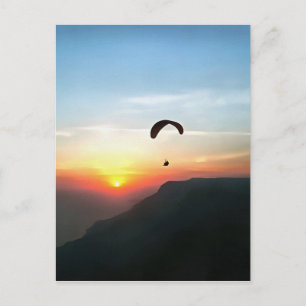Sunset Paraglide Wanderlust Extreme Sports Art Briefkaart