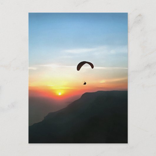 Sunset Paraglide Wanderlust Extreme Sports Art Briefkaart (Voorkant)