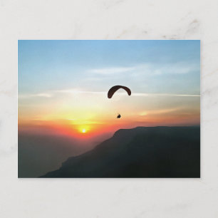 Sunset Paraglide Wanderlust Extreme Sports Art Briefkaart